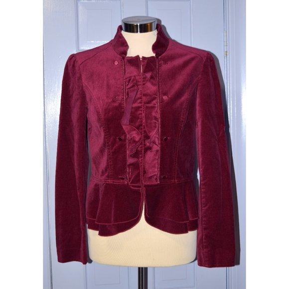 White House Black Market Jackets & Blazers - WHBM Red Velvet Peplum Jacket size 8